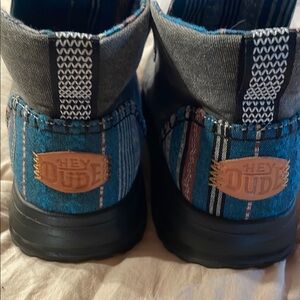 Hey Dude Gray and Blue Sneakers with Durable Design